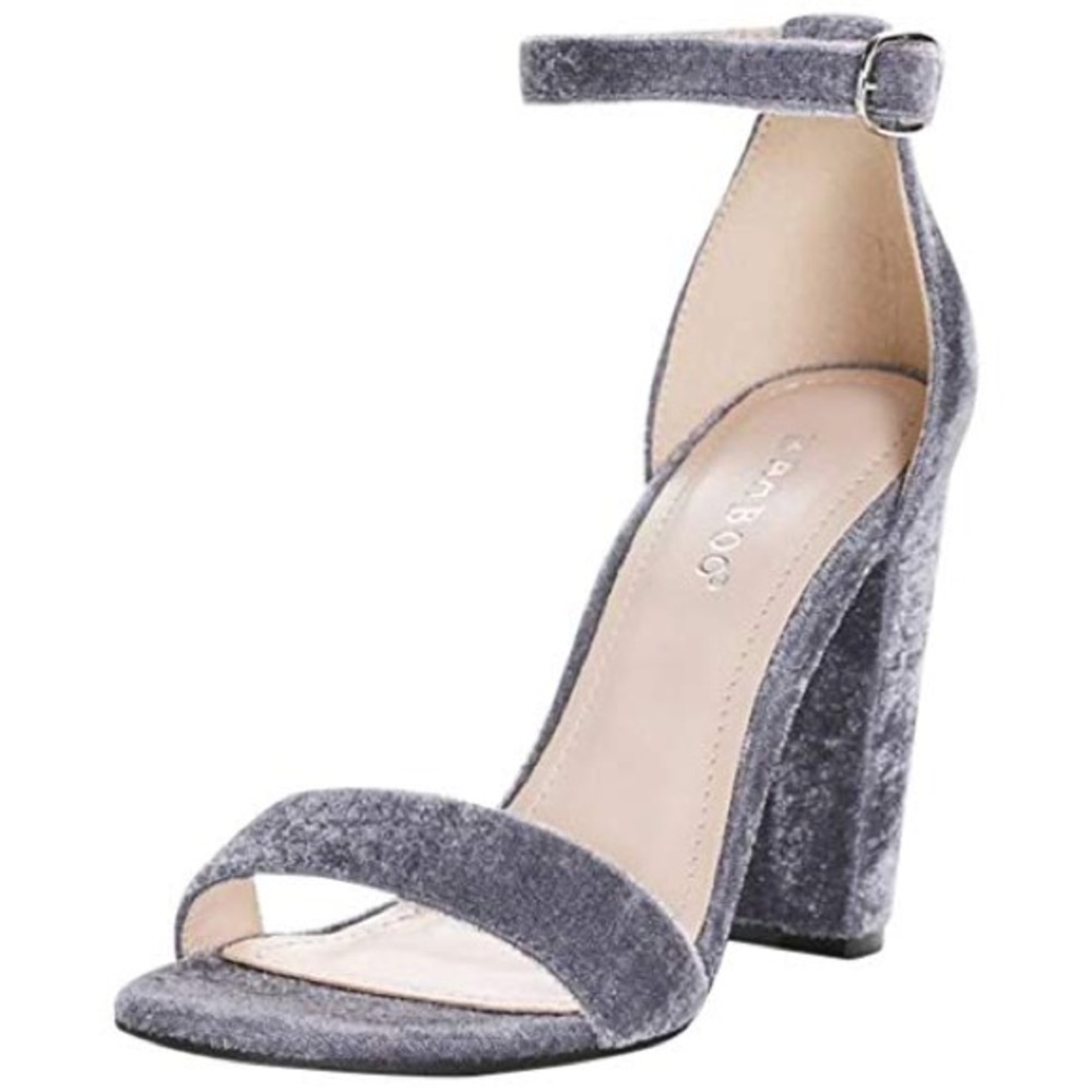 BAMBOO crushed velvet block heels